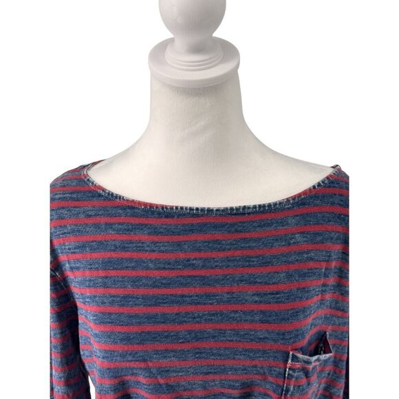 Michael Stars Navy w/ Red Stripes Faded Boxy L/S Top OS GUC Soft, Cozy, Classic - Picture 4 of 11